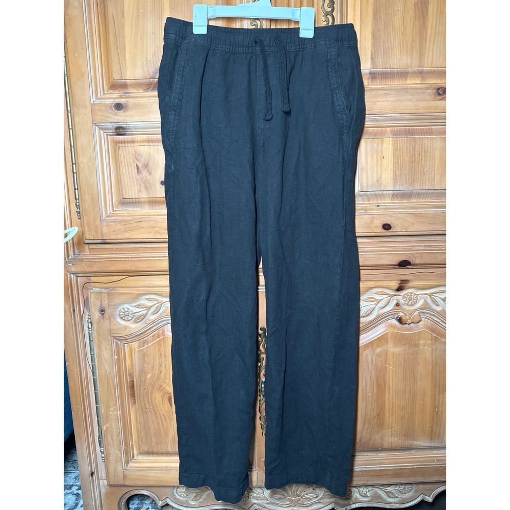 Zara Mens Black Relaxed Fit Textured Elastic Waist Drawstring Pants Medium